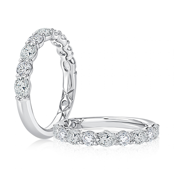 A.Jaffe White & Yellow Gold Diamond Wedding Ring Image 2 SVS Fine Jewelry Oceanside, NY