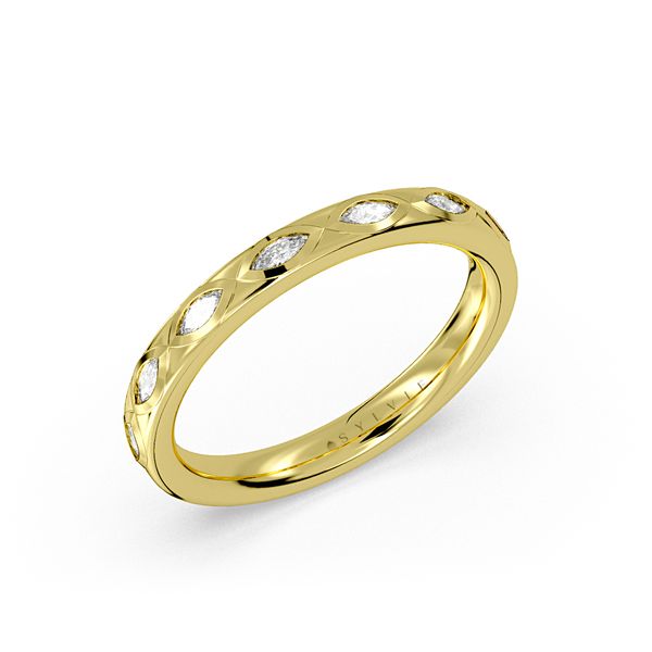 Sylvie Yellow Gold Marquise Diamond Wedding Band SVS Fine Jewelry Oceanside, NY