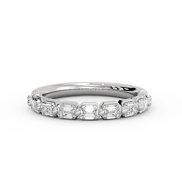 Sylvie Trinity White Gold Baguette Diamond Wedding Band Image 3 SVS Fine Jewelry Oceanside, NY