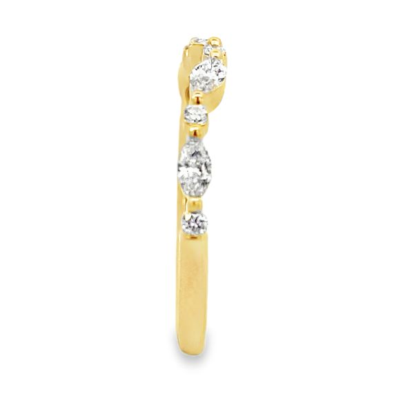 Curved lab grown diamond wedding band with marquise and round diamonds, 0.35ctw, in 14K yellow gold, alternate view