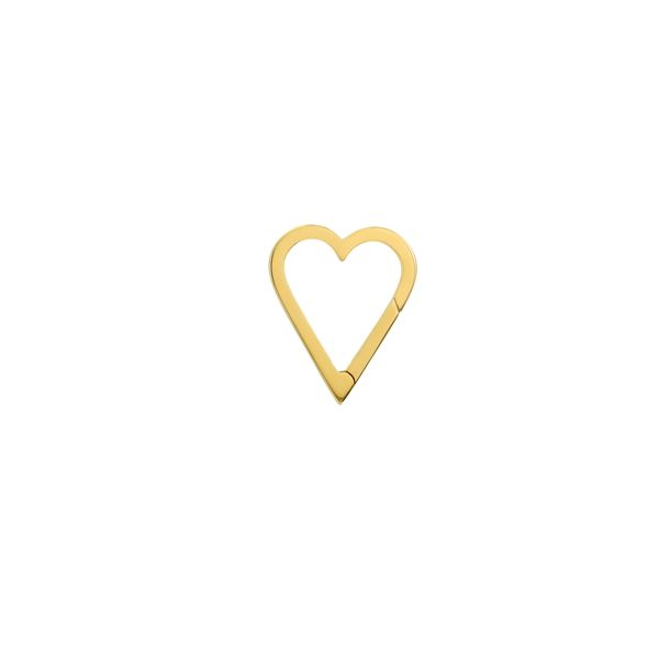 14K Yellow Gold Plain Open Heart Push Lock SVS Fine Jewelry Oceanside, NY