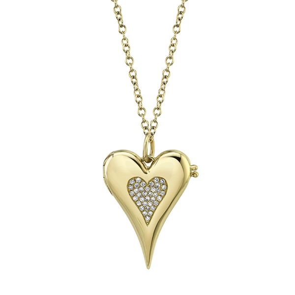 Shy Creation 14K Yellow Gold And Diamond Locket Necklace SVS Fine Jewelry Oceanside, NY
