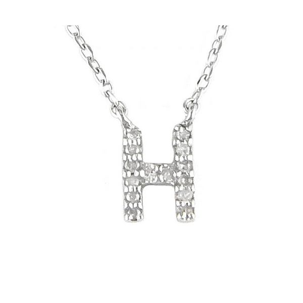 Sterling Silver and Diamond Initial 'H' Necklace SVS Fine Jewelry Oceanside, NY