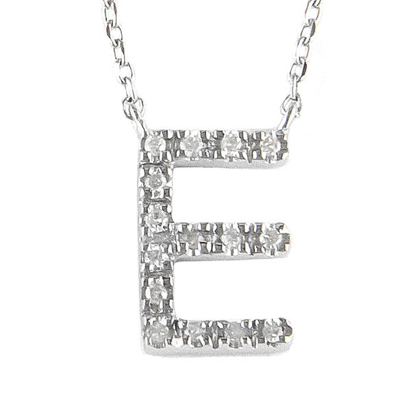 Sterling Silver and Diamond Initial 'E' Necklace SVS Fine Jewelry Oceanside, NY