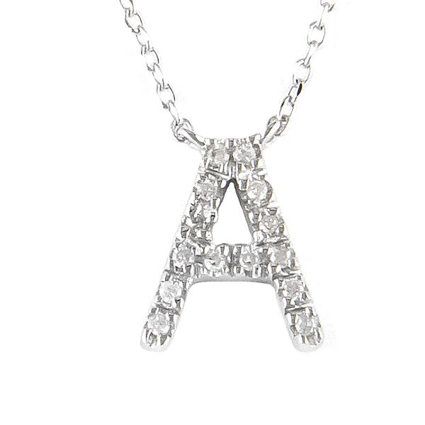 Sterling Silver and Diamond Initial 'A' Necklace SVS Fine Jewelry Oceanside, NY