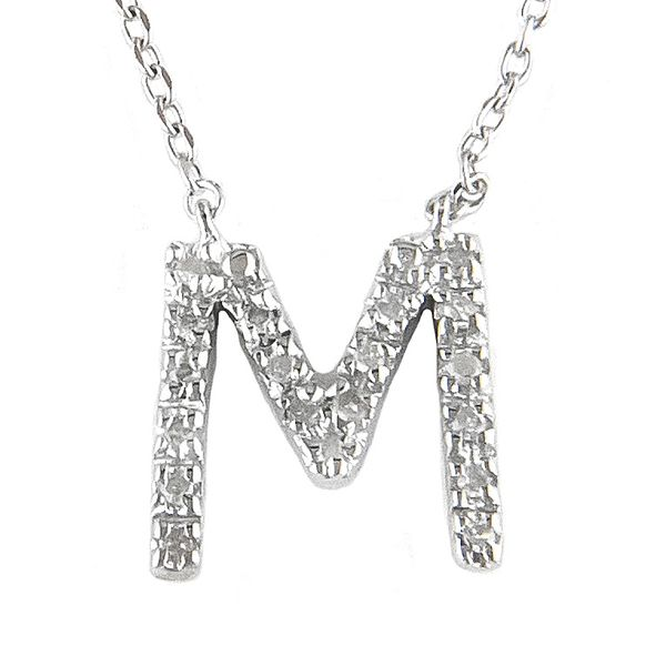 Sterling Silver and Diamond Initial 'M' Necklace SVS Fine Jewelry Oceanside, NY