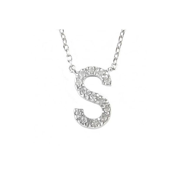 Sterling Silver and Diamond Initial 'S' Necklace SVS Fine Jewelry Oceanside, NY