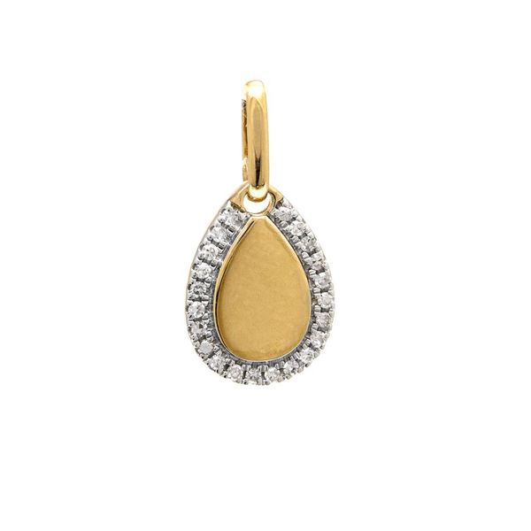 Yellow Gold Pave Diamond Pear Shaped Pendant SVS Fine Jewelry Oceanside, NY