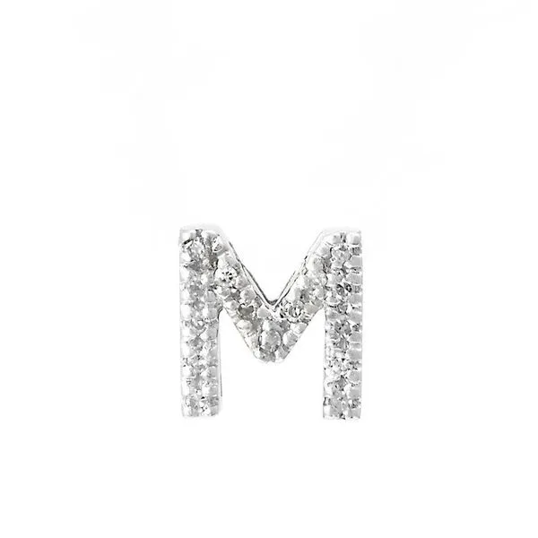 White Gold Diamond Initial 'M' Pendant, 0.05Cttw SVS Fine Jewelry Oceanside, NY