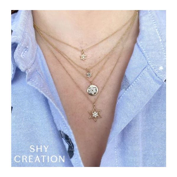 Shy Creation Yellow Gold Diamond Necklace Image 2 SVS Fine Jewelry Oceanside, NY