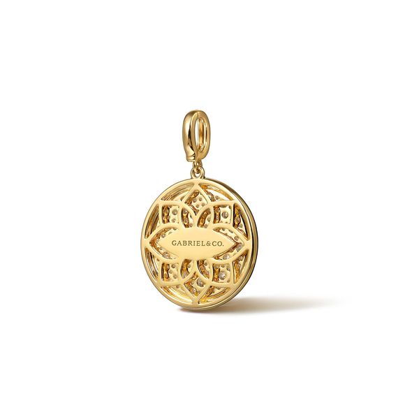 Gabriel & Co. Kaslique Yellow Gold Medallion Pendant Image 2 SVS Fine Jewelry Oceanside, NY