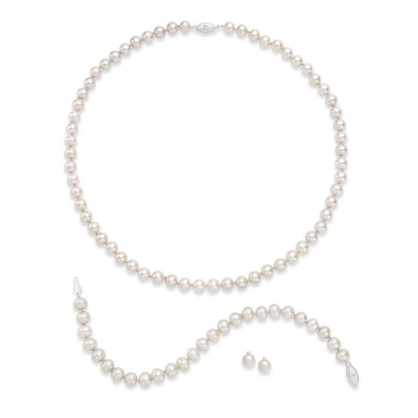 Sterling Silver Fresh Water Pearl Set (Necklace, Earrings, Bracelet) SVS Fine Jewelry Oceanside, NY