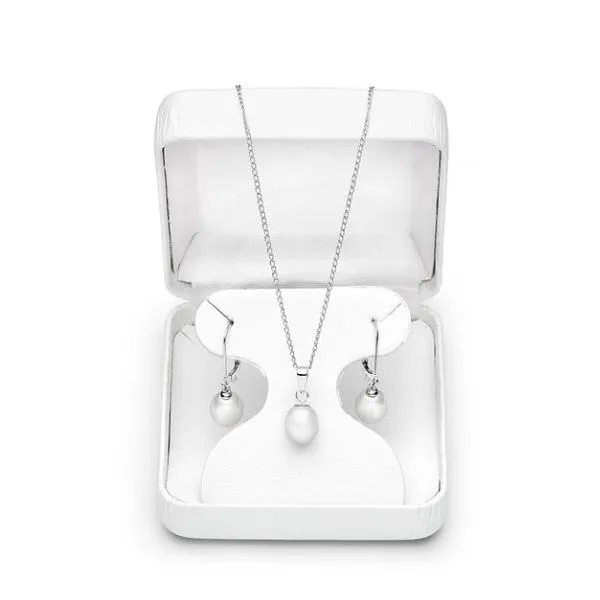 Sterling Silver Pearl Necklace And Earrings Set SVS Fine Jewelry Oceanside, NY
