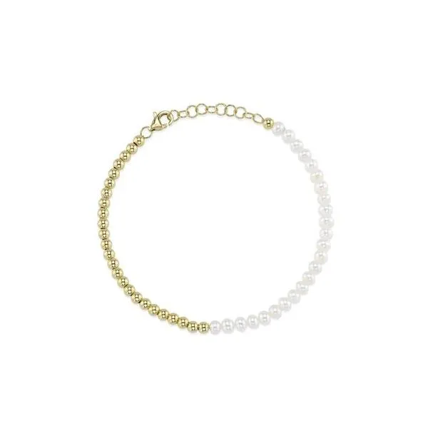 Shy Creation Yellow Gold Cultured Pearl Bracelet