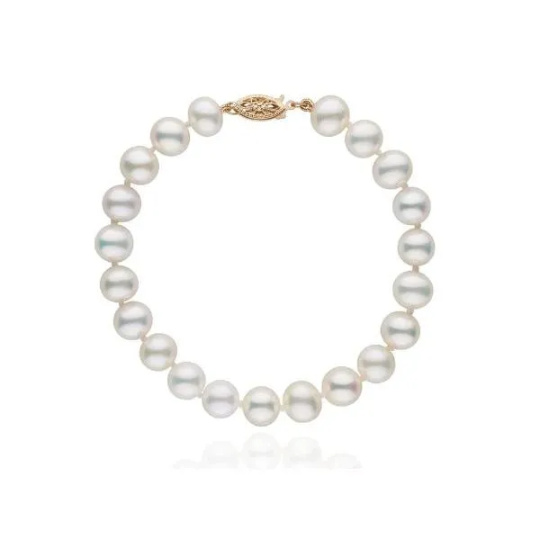 Yellow Gold 5.5-6 mm Cultured Pearl Bracelet, 7