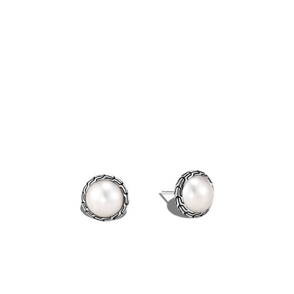 John Hardy Chain Collection Silver & Freshwater Pearl Studs SVS Fine Jewelry Oceanside, NY