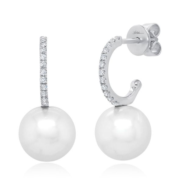 Shy Creation 14K White Gold Diamond & Pearl Earrings SVS Fine Jewelry Oceanside, NY