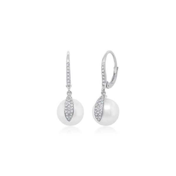 Shy Creation 14K White Gold, Diamond, & Pearl Earrings SVS Fine Jewelry Oceanside, NY