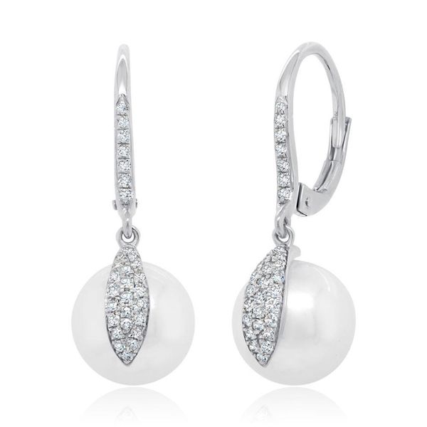 Shy Creation 14K White Gold, Diamond, & Pearl Earrings SVS Fine Jewelry Oceanside, NY