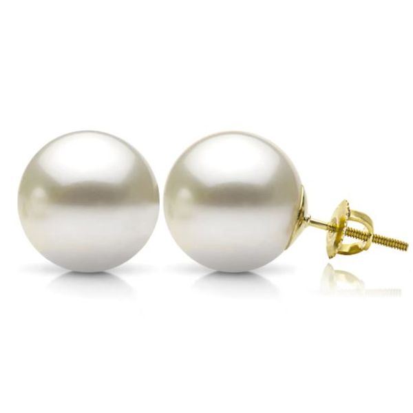 14K Yellow Gold 8.5 mm Cultured Pearl Earrings SVS Fine Jewelry Oceanside, NY