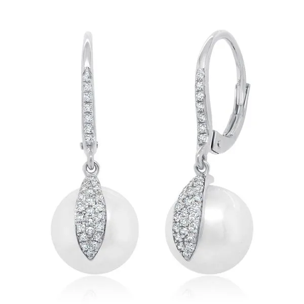 Shy Creation White Gold, Diamond, & Pearl Earrings SVS Fine Jewelry Oceanside, NY