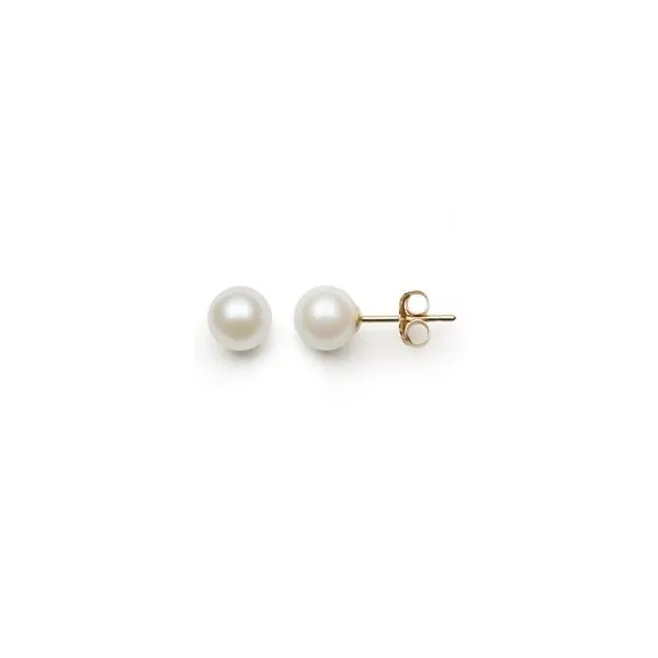 Yellow Gold 5 - 6 mm AAA Fresh Water Pearl Earrings SVS Fine Jewelry Oceanside, NY