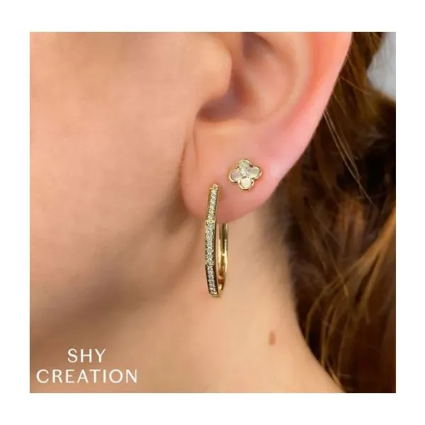 Shy Creation Yellow Gold Clover Earrings