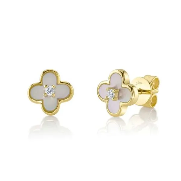 Shy Creation Yellow Gold Clover Earrings