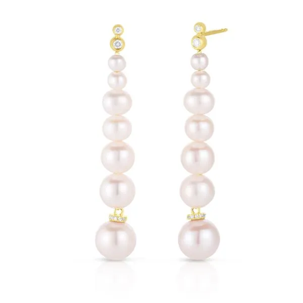 Yellow Gold, Cultured Pearl, & Diamond Earrings