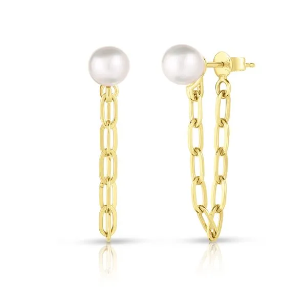 Yellow Gold & Cultured Freshwater Pearl Earrings