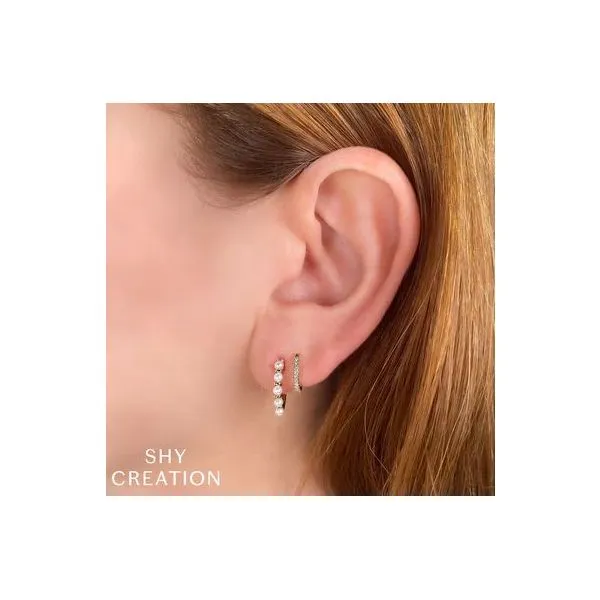 Shy Creation Yellow Gold, Diamond, & Pearl Earrings