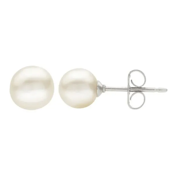 White Gold 7 - 7.5 mm AA Freshwater Pearl Earrings SVS Fine Jewelry Oceanside, NY