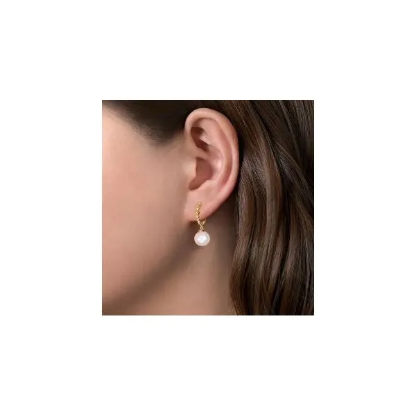 Gabriel & Co. Bujukan Yellow Gold & Pearl Earrings Image 2 SVS Fine Jewelry Oceanside, NY