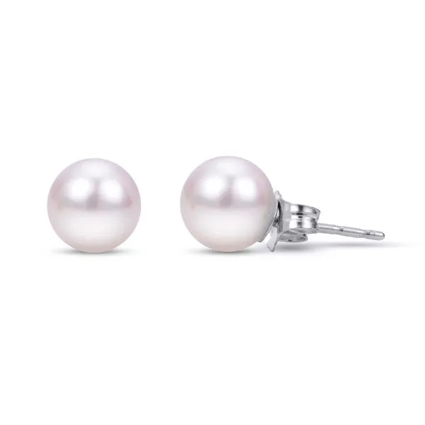White Gold 9 - 9.5 mm Cultured Pearl Earrings