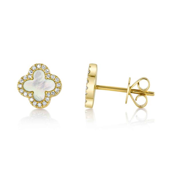 Shy Creation Yellow Gold Clover Earrings Image 3 SVS Fine Jewelry Oceanside, NY