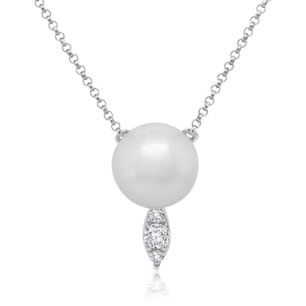 White Gold, Diamond, & Fresh Water Pearl Necklace SVS Fine Jewelry Oceanside, NY
