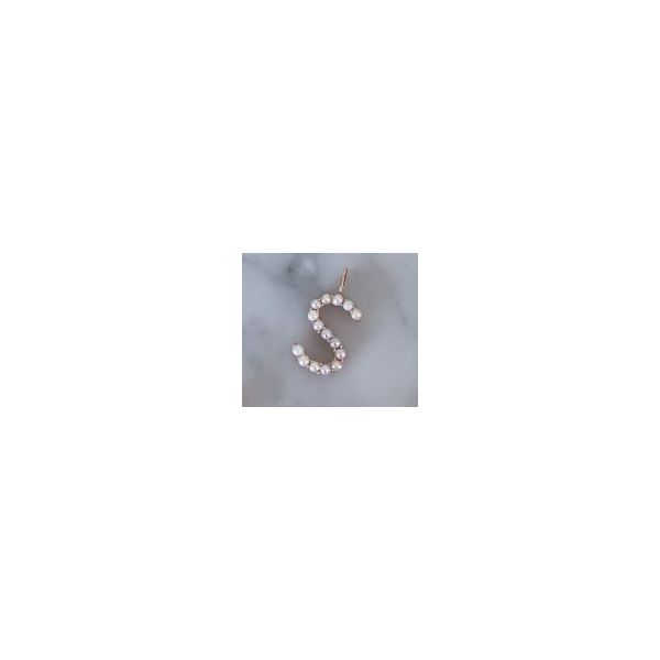 SVS Fine Collection Rose Gold Pearl Initial S Charm SVS Fine Jewelry Oceanside, NY