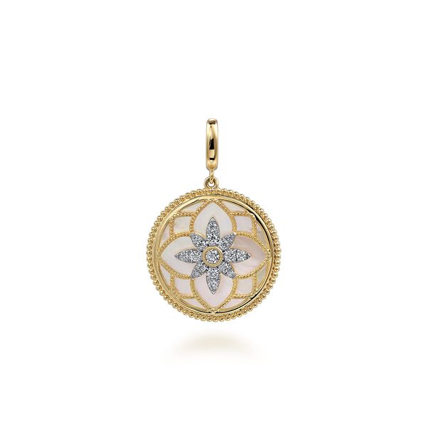 Gabriel & Co. Bujukan Yellow Gold Medallion Pendant SVS Fine Jewelry Oceanside, NY