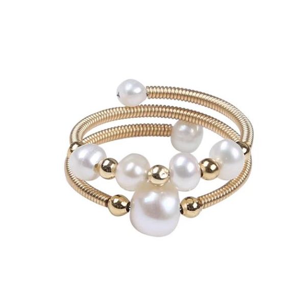 Metallic Coil And Cultured Freshwater Pearl Ring SVS Fine Jewelry Oceanside, NY