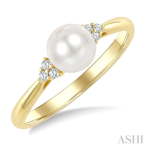 Yellow Gold Pearl & Diamond Ring SVS Fine Jewelry Oceanside, NY