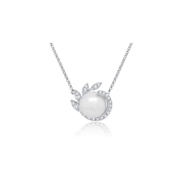 Shy Creation 14K White Gold, Diamond, & Pearl Necklace SVS Fine Jewelry Oceanside, NY