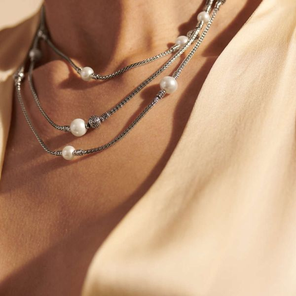 John Hardy Chain Collection Silver & Pearl Necklace Image 2 SVS Fine Jewelry Oceanside, NY