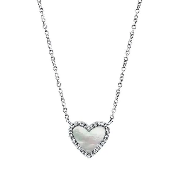 Shy Creation Mother Of Pearl Diamond Heart Necklace SVS Fine Jewelry Oceanside, NY