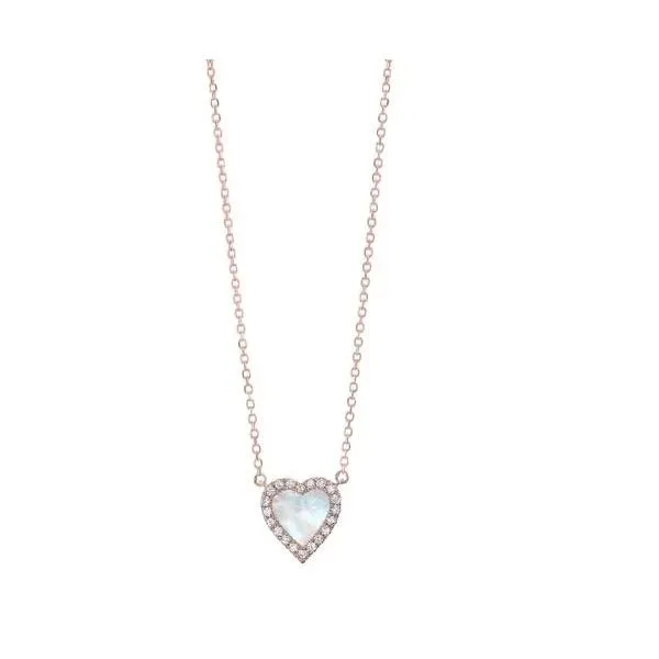 Diamond & Mother of Pearl Heart Halo Pendant Necklace SVS Fine Jewelry Oceanside, NY