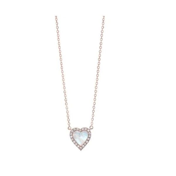 Diamond & Mother of Pearl Heart Halo Pendant Necklace SVS Fine Jewelry Oceanside, NY