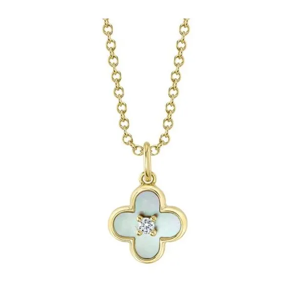 Shy Creation Yellow Gold Clover Necklace SVS Fine Jewelry Oceanside, NY