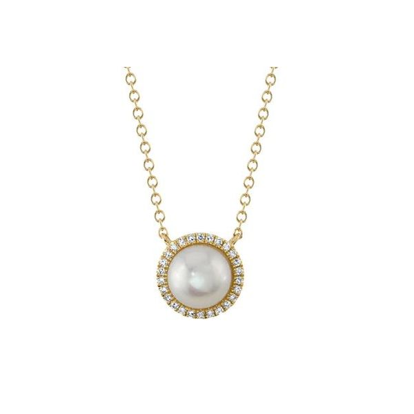 Shy Creation Yellow Gold, Diamond, & Pearl Necklace SVS Fine Jewelry Oceanside, NY