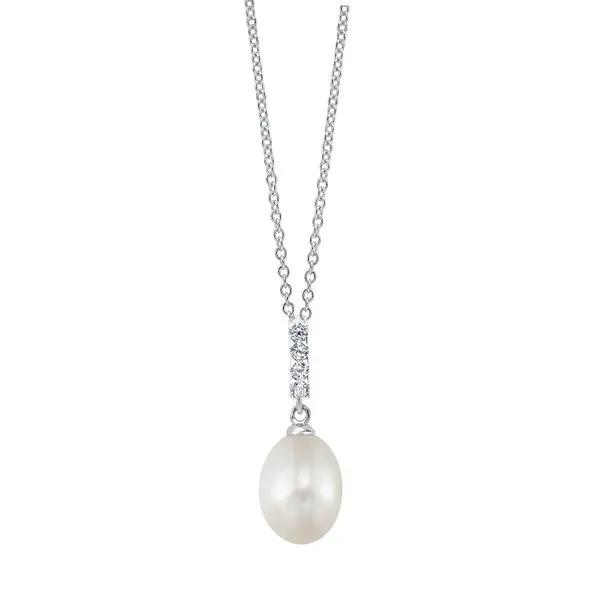 White Cultured Pearl Drop Necklace SVS Fine Jewelry Oceanside, NY