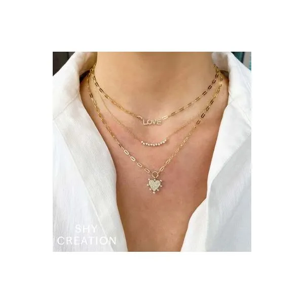 Shy Creation Yellow Gold, Diamond, & Pearl Necklace Image 2 SVS Fine Jewelry Oceanside, NY
