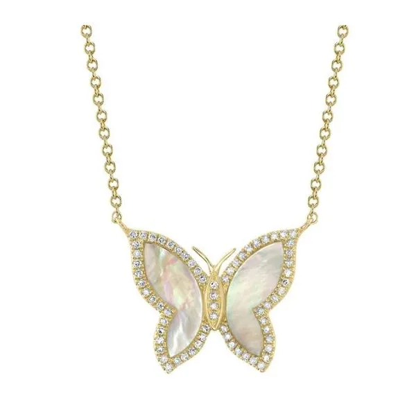 Shy Creation Yellow Gold Butterfly Necklace SVS Fine Jewelry Oceanside, NY